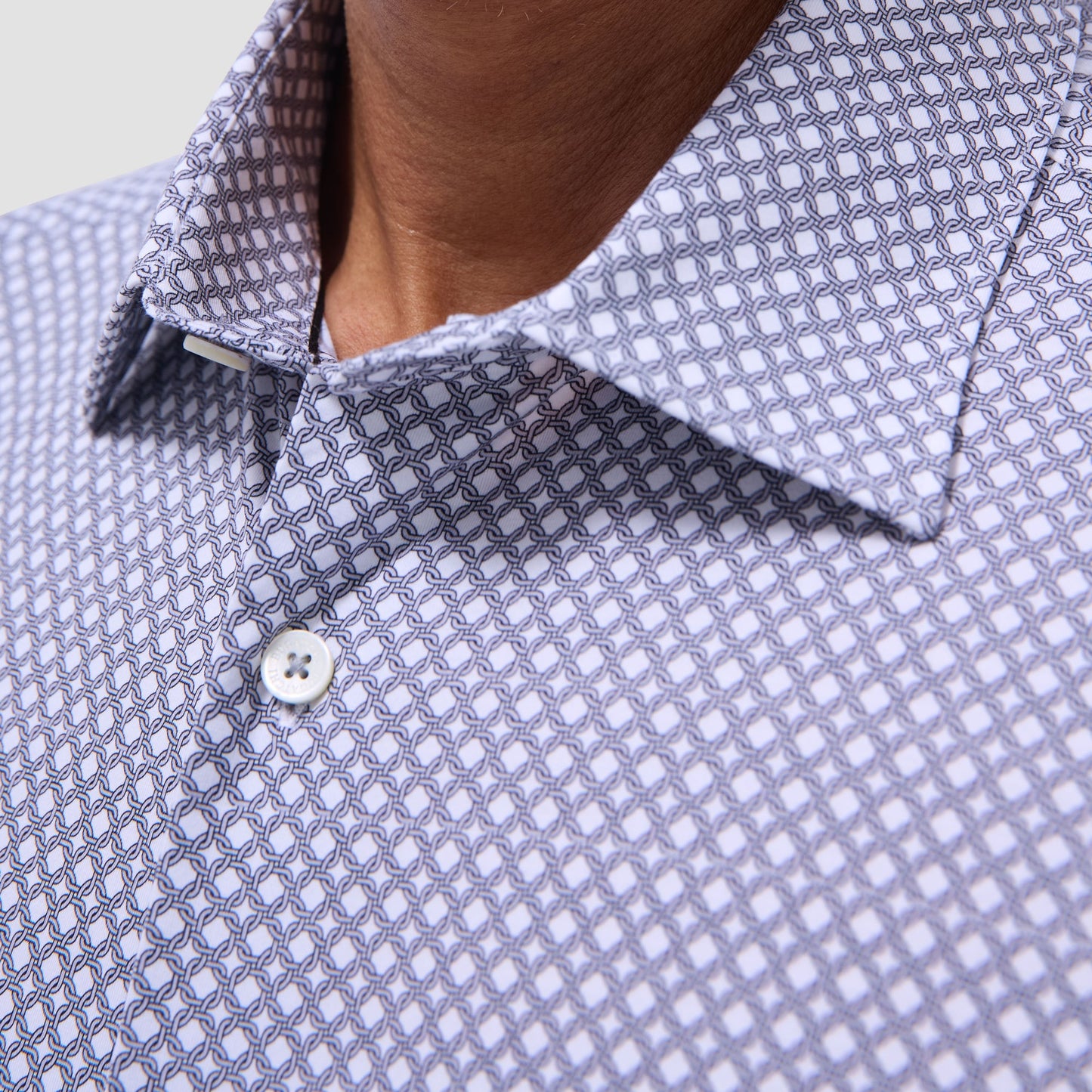 Bugatchi Miles Geometric OoohCotton® Short-Sleeve Shirt Platinum