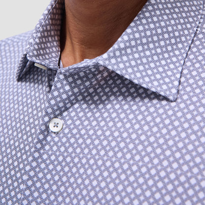 Bugatchi Miles Geometric OoohCotton® Short-Sleeve Shirt Platinum