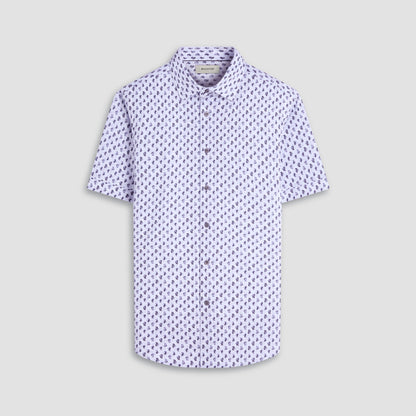 Bugatchi Miles Paisley OoohCotton® Short-Sleeve Shirt Platinum