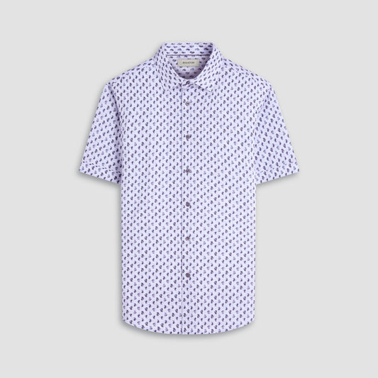 Bugatchi Miles Paisley OoohCotton® Short-Sleeve Shirt Platinum