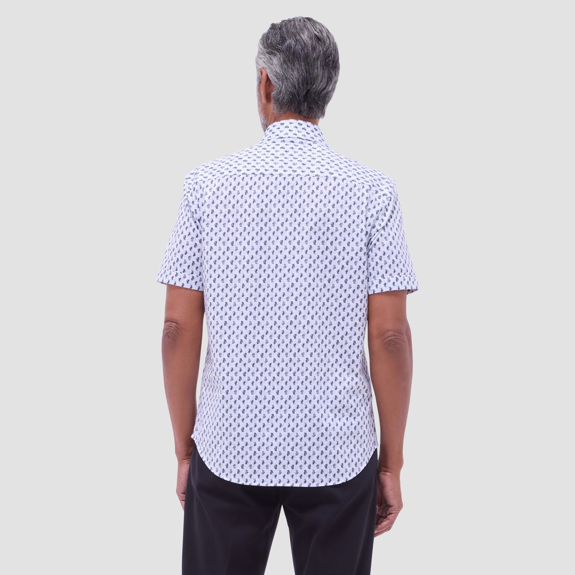 Bugatchi Miles Paisley OoohCotton® Short-Sleeve Shirt Platinum