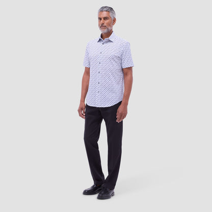 Bugatchi Miles Paisley OoohCotton® Short-Sleeve Shirt Platinum