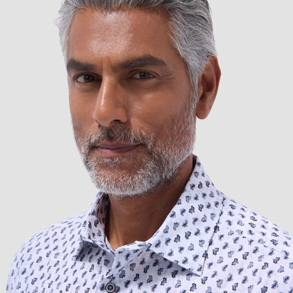 Bugatchi Miles Paisley OoohCotton® Short-Sleeve Shirt Platinum