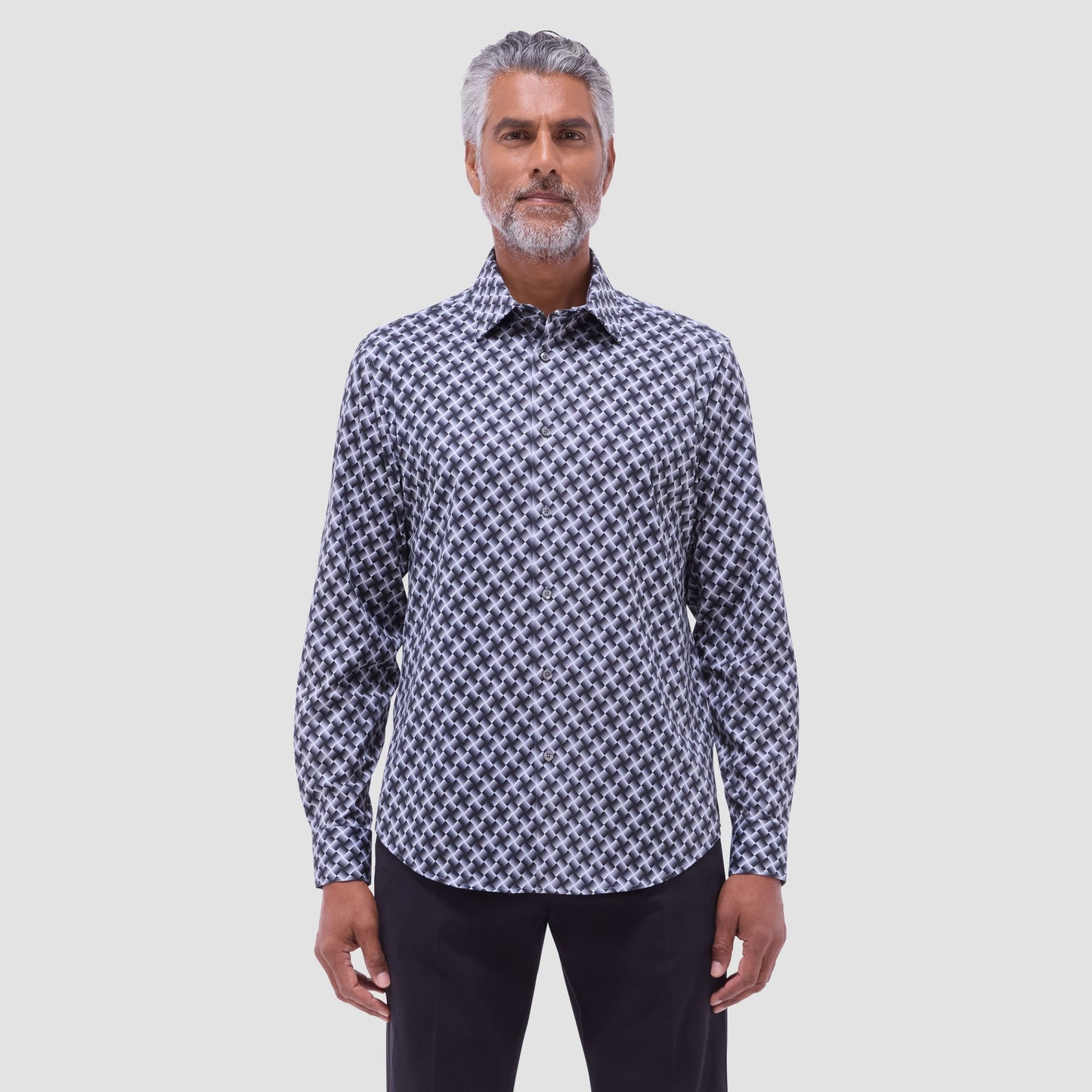 Bugatchi James Basketweave OoohCotton® Shirt Black