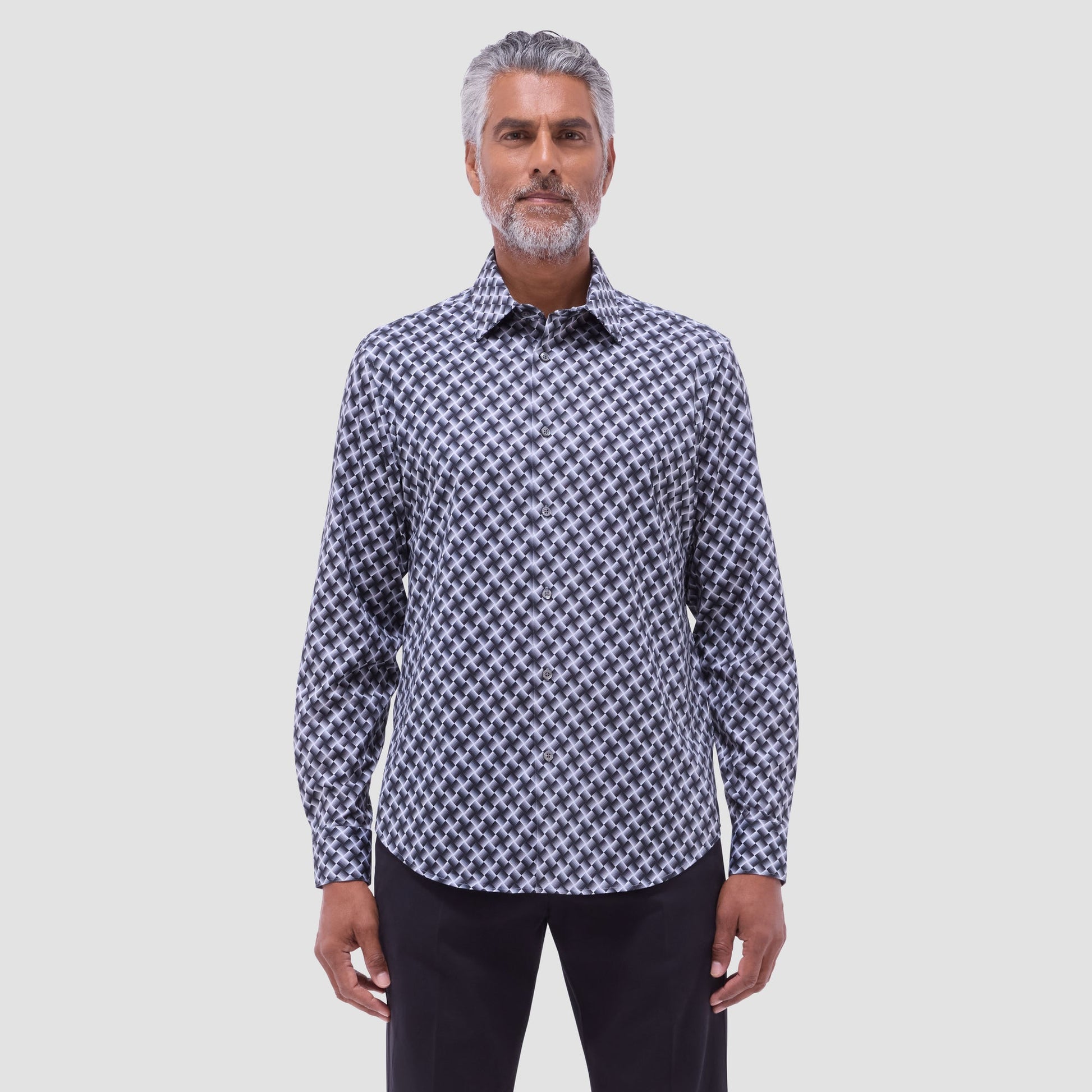 Bugatchi James Basketweave OoohCotton® Shirt Black