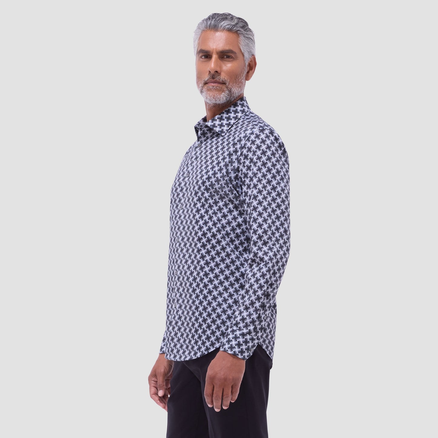 Bugatchi James Basketweave OoohCotton® Shirt Black