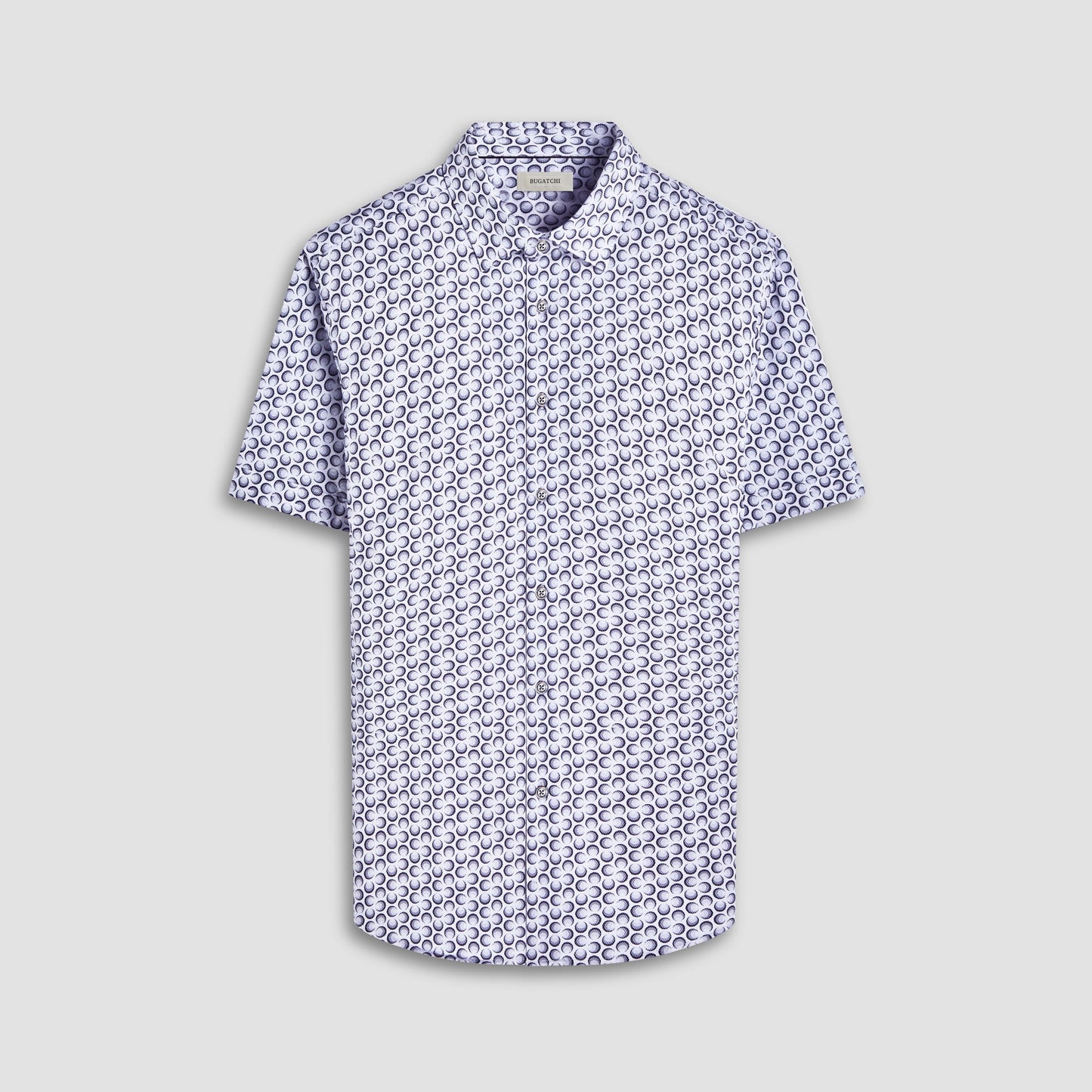 Bugatchi Miles Geometric OoohCotton® Short-Sleeve Shirt Zinc