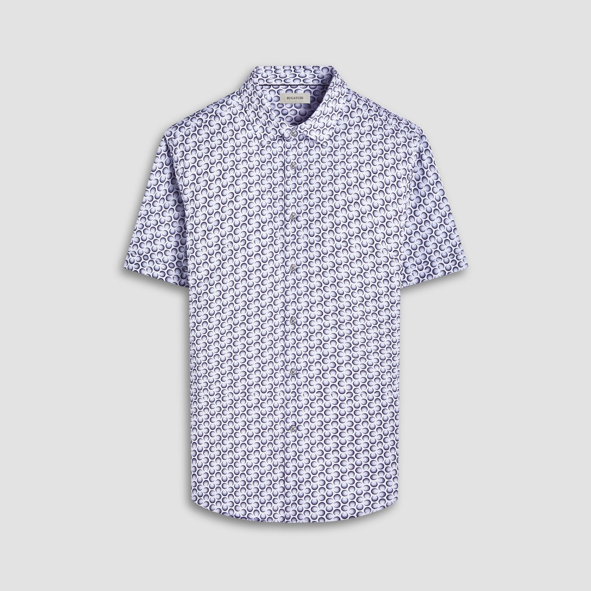 Bugatchi Miles Geometric OoohCotton® Short-Sleeve Shirt Zinc
