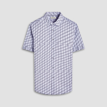 Bugatchi Miles Geometric OoohCotton® Short-Sleeve Shirt Zinc