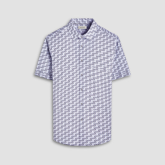 Bugatchi Miles Geometric OoohCotton® Short-Sleeve Shirt Zinc