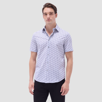 Bugatchi Miles Geometric OoohCotton® Short-Sleeve Shirt Zinc