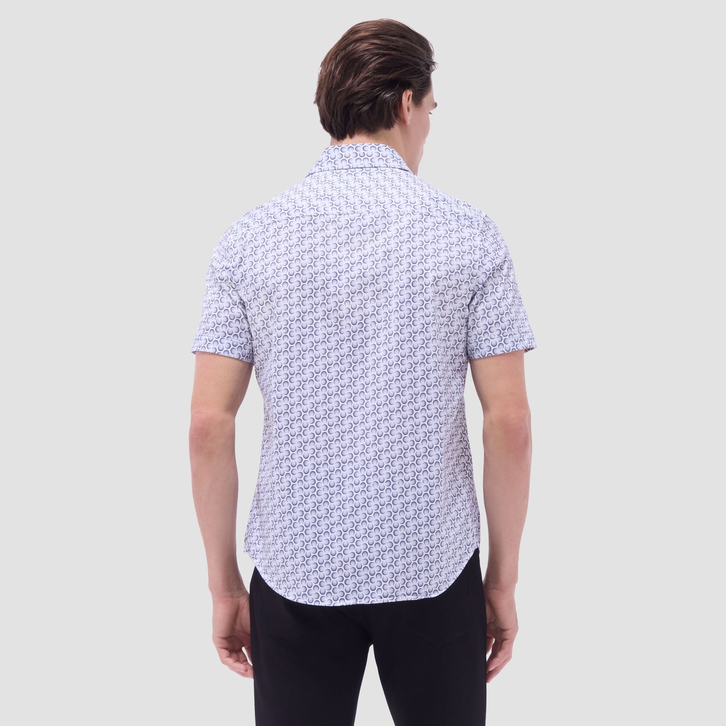 Bugatchi Miles Geometric OoohCotton® Short-Sleeve Shirt Zinc