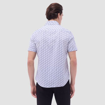 Bugatchi Miles Geometric OoohCotton® Short-Sleeve Shirt Zinc