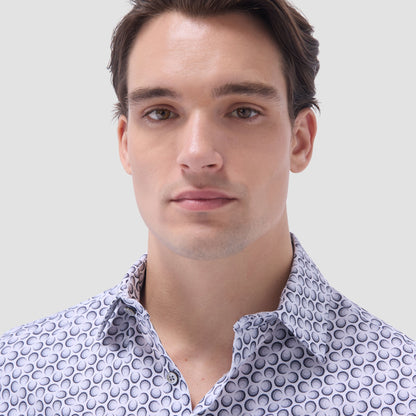Bugatchi Miles Geometric OoohCotton® Short-Sleeve Shirt Zinc