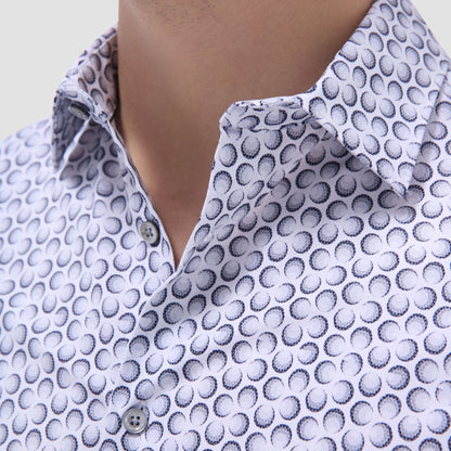 Bugatchi Miles Geometric OoohCotton® Short-Sleeve Shirt Zinc