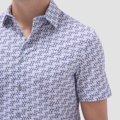 Bugatchi Miles Geometric OoohCotton® Short-Sleeve Shirt Zinc