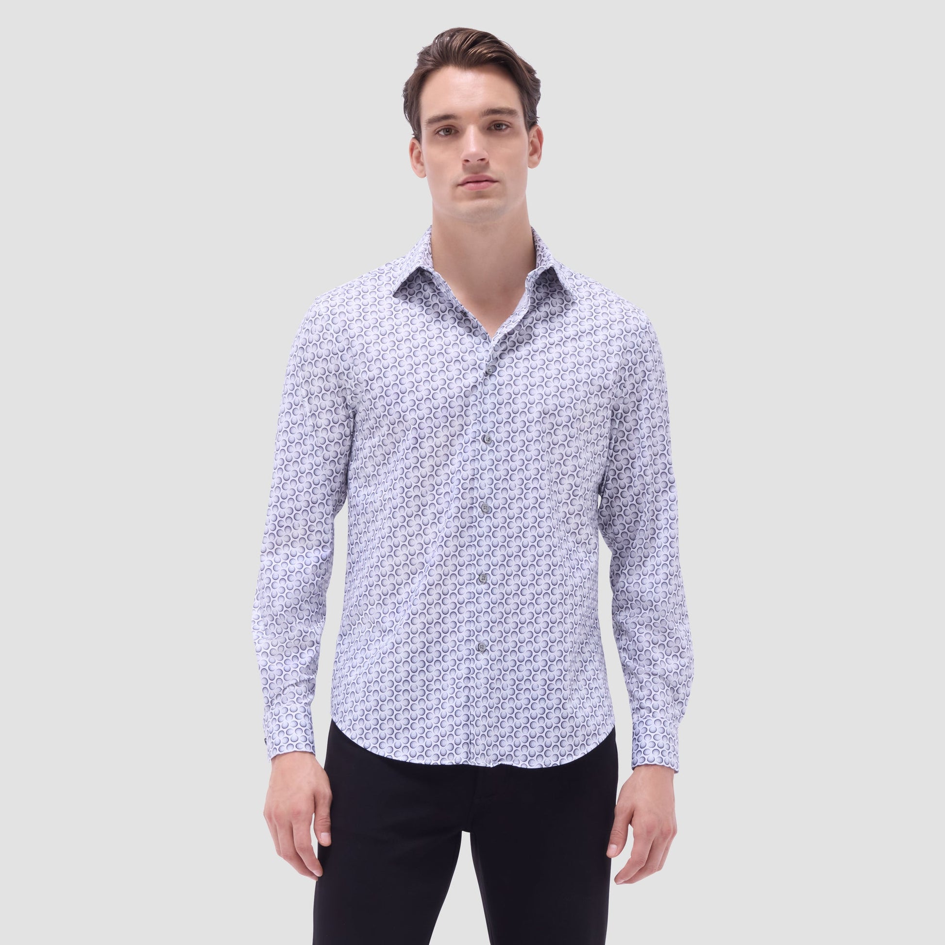 Bugatchi James Geometric OoohCotton® Shirt Zinc
