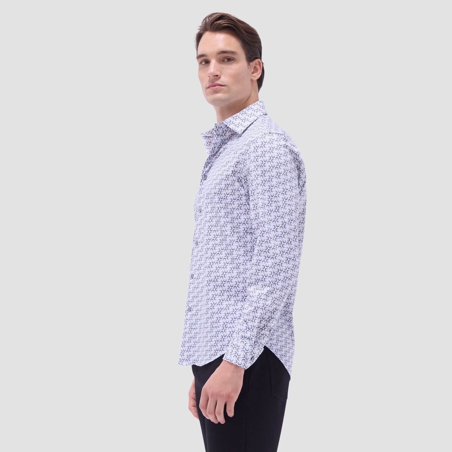 Bugatchi James Geometric OoohCotton® Shirt Zinc