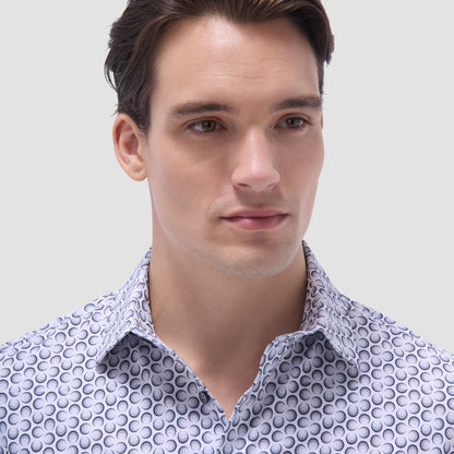 Bugatchi James Geometric OoohCotton® Shirt Zinc