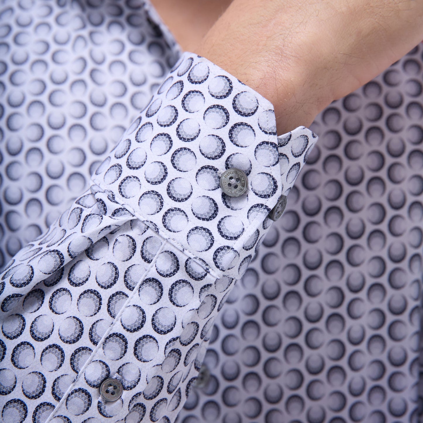 Bugatchi James Geometric OoohCotton® Shirt Zinc