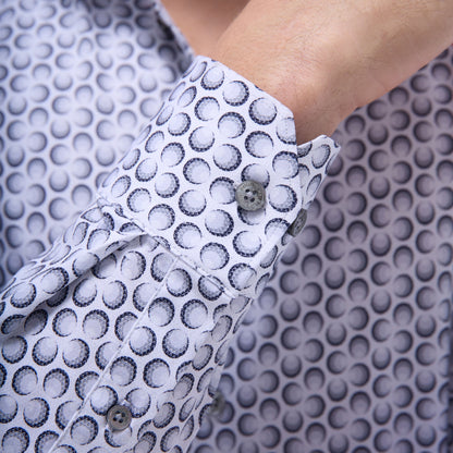 Bugatchi James Geometric OoohCotton® Shirt Zinc