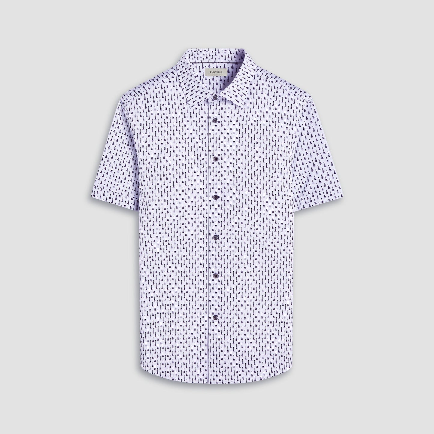 Bugatchi Miles Guitar OoohCotton® Short-Sleeve Shirt Platinum
