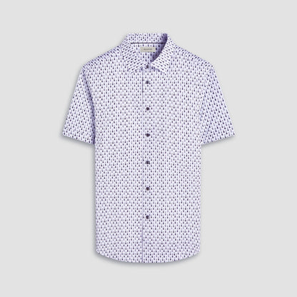 Bugatchi Miles Guitar OoohCotton® Short-Sleeve Shirt Platinum