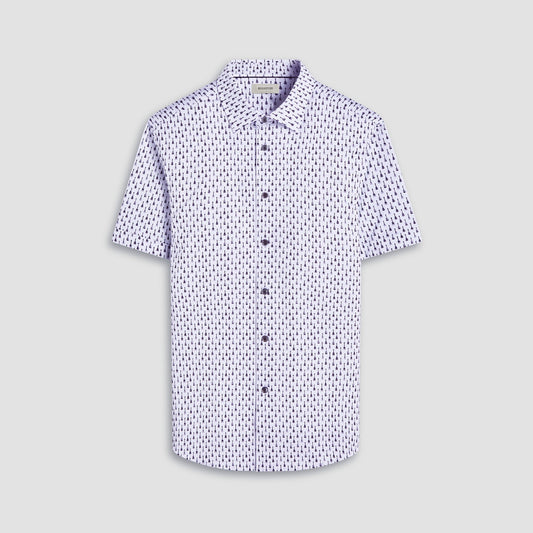 Bugatchi Miles Guitar OoohCotton® Short-Sleeve Shirt Platinum