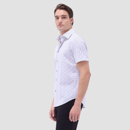 Bugatchi Miles Guitar OoohCotton® Short-Sleeve Shirt Platinum