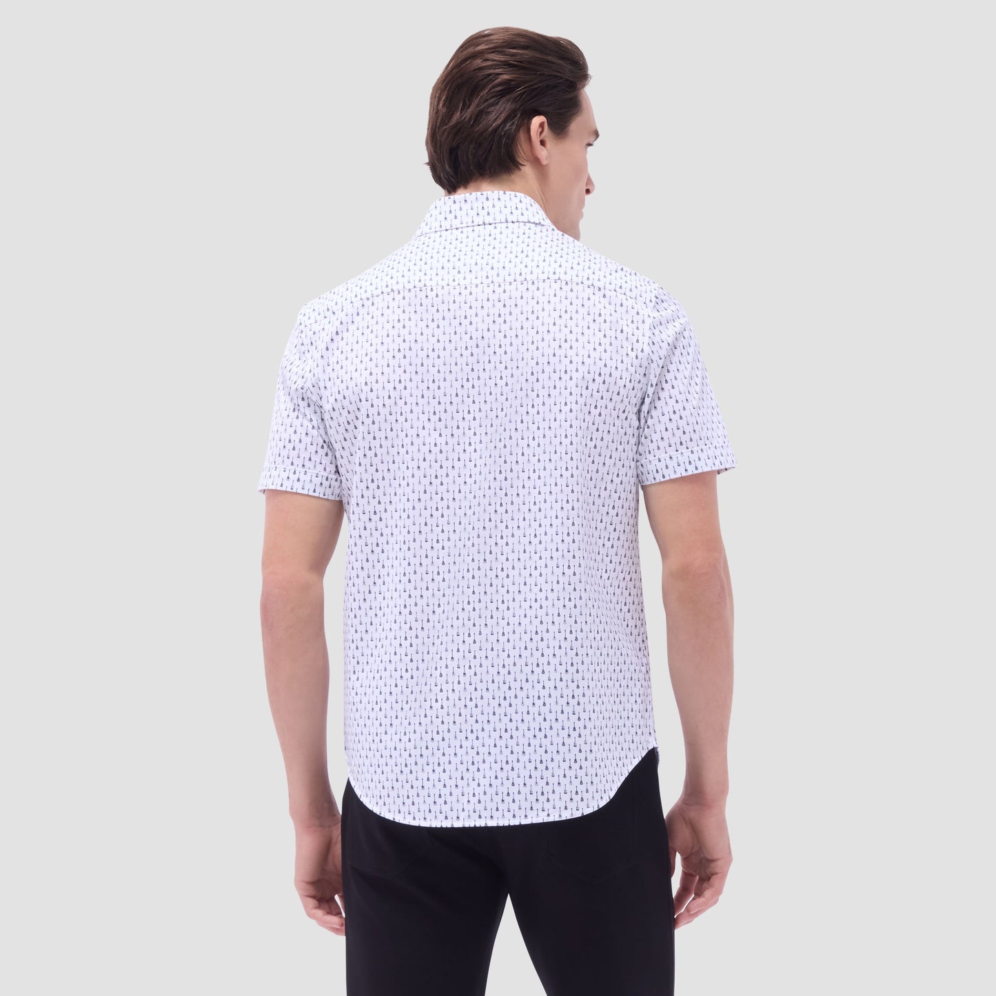 Bugatchi Miles Guitar OoohCotton® Short-Sleeve Shirt Platinum