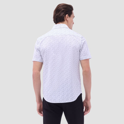 Bugatchi Miles Guitar OoohCotton® Short-Sleeve Shirt Platinum