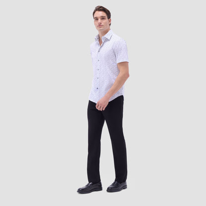 Bugatchi Miles Guitar OoohCotton® Short-Sleeve Shirt Platinum