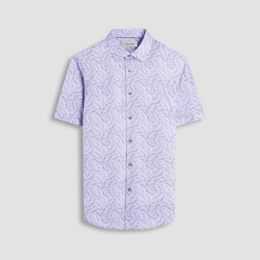 Bugatchi Miles Leaf Print OoohCotton® Short-Sleeve Shirt Zinc