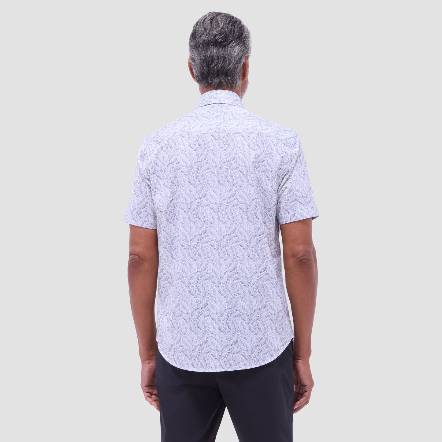 Bugatchi Miles Leaf Print OoohCotton® Short-Sleeve Shirt Zinc