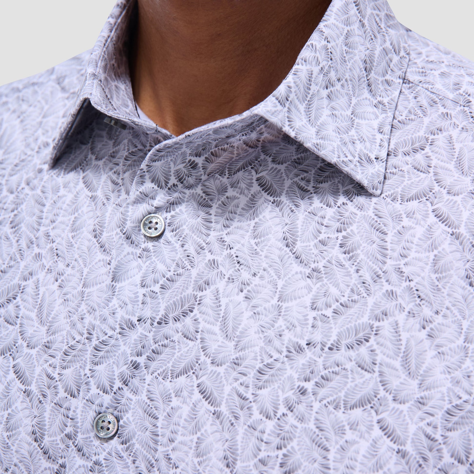 Bugatchi Miles Leaf Print OoohCotton® Short-Sleeve Shirt Zinc