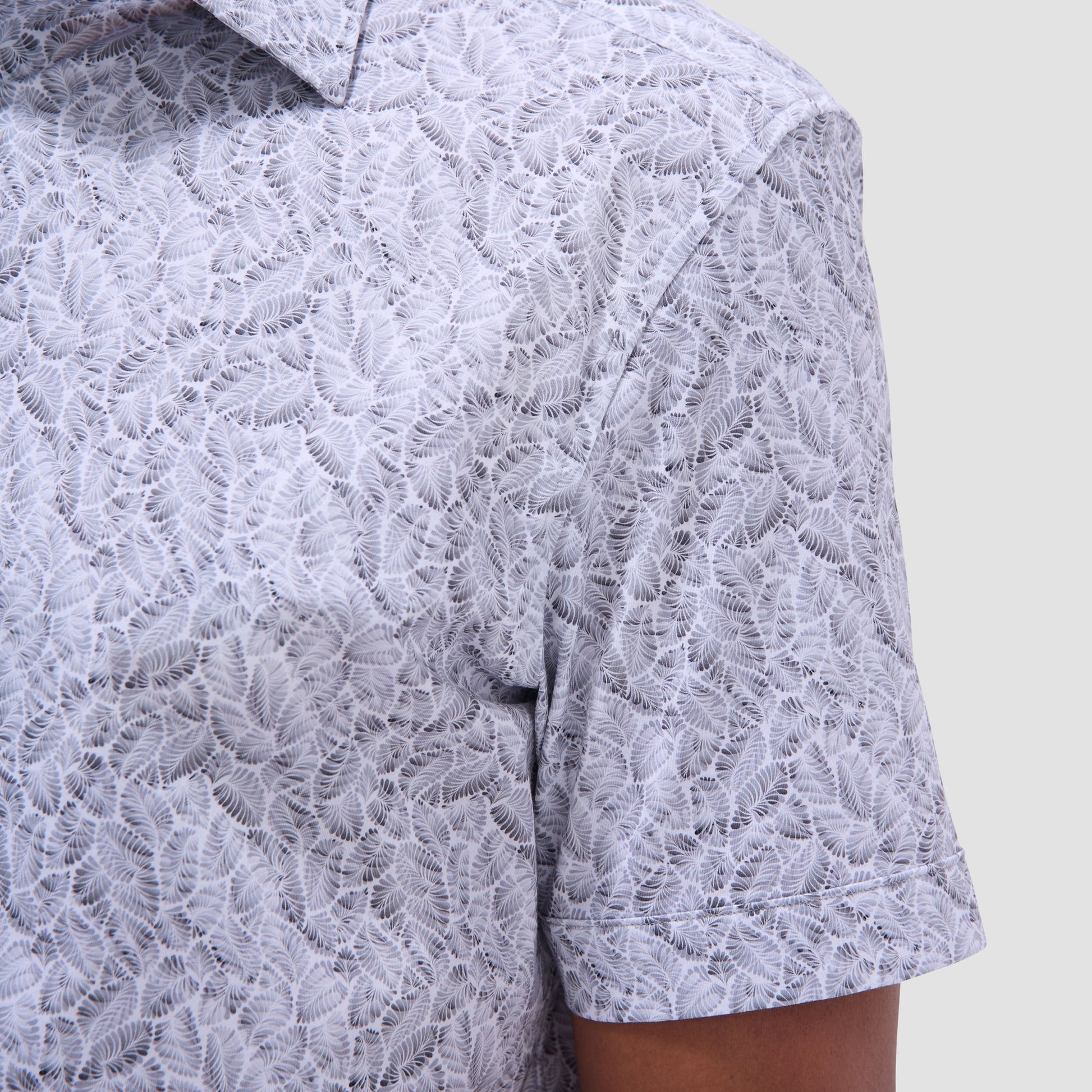 Bugatchi Miles Leaf Print OoohCotton® Short-Sleeve Shirt Zinc