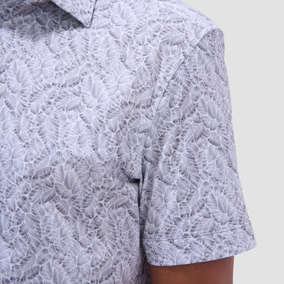 Bugatchi Miles Leaf Print OoohCotton® Short-Sleeve Shirt Zinc