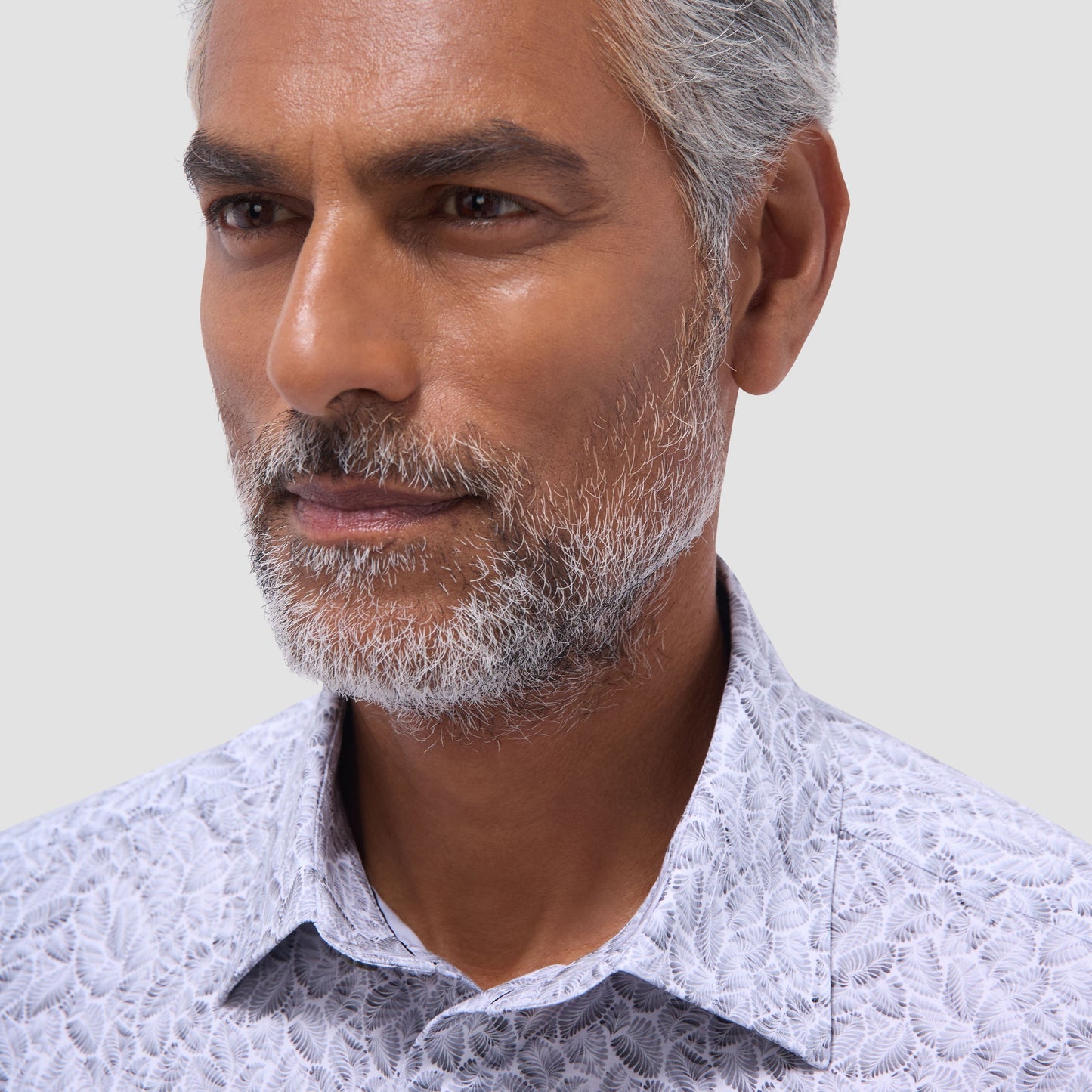 Bugatchi Miles Leaf Print OoohCotton® Short-Sleeve Shirt Zinc
