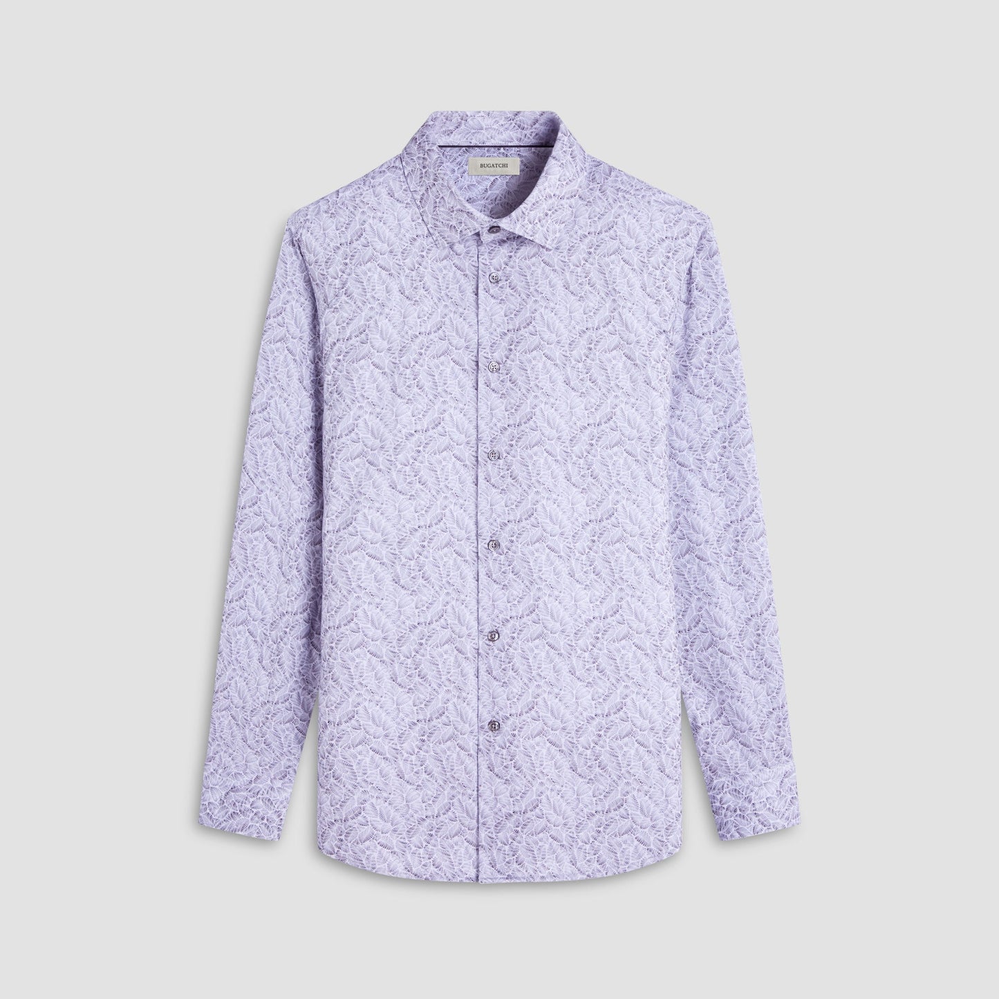 Bugatchi James Leaf Print OoohCotton® Shirt Zinc