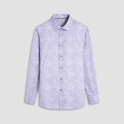 Bugatchi James Leaf Print OoohCotton® Shirt Zinc