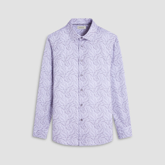 Bugatchi James Leaf Print OoohCotton® Shirt Zinc