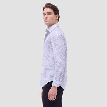 Bugatchi James Leaf Print OoohCotton® Shirt Zinc