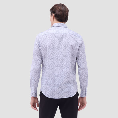 Bugatchi James Leaf Print OoohCotton® Shirt Zinc