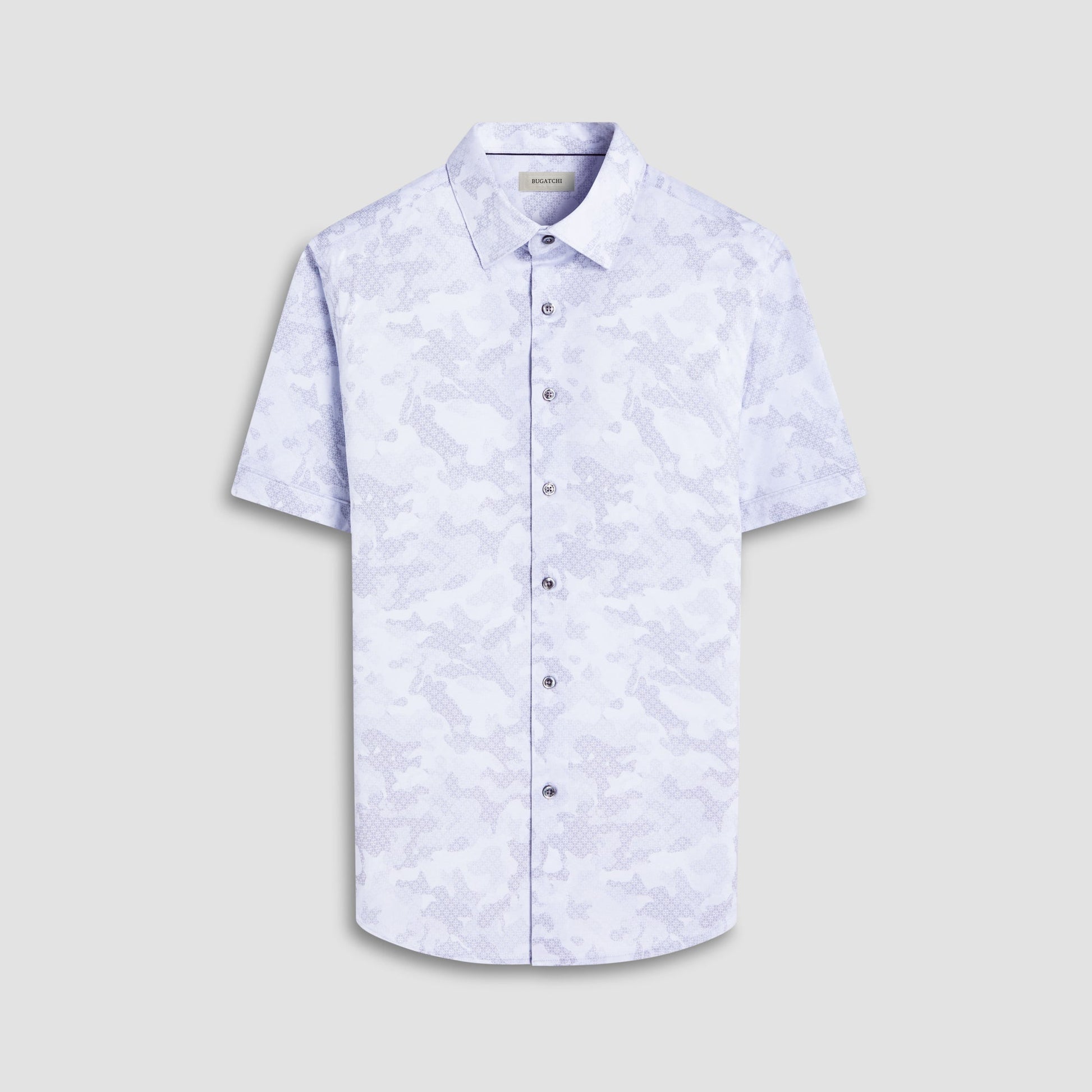 Bugatchi Miles Abstract OoohCotton® Short-Sleeve Shirt Platinum