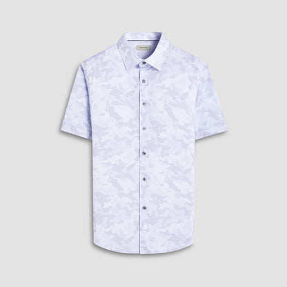 Bugatchi Miles Abstract OoohCotton® Short-Sleeve Shirt Platinum