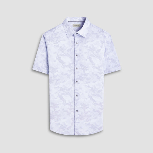 Bugatchi Miles Abstract OoohCotton® Short-Sleeve Shirt Platinum