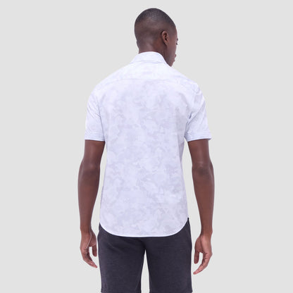 Bugatchi Miles Abstract OoohCotton® Short-Sleeve Shirt Platinum