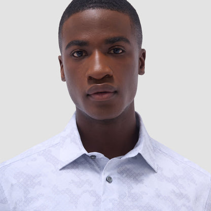 Bugatchi Miles Abstract OoohCotton® Short-Sleeve Shirt Platinum