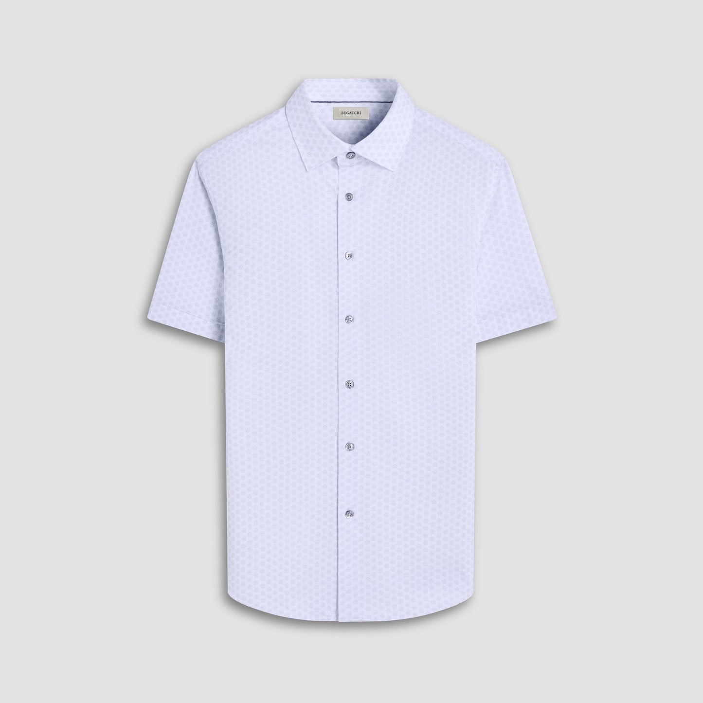 Bugatchi Miles Floral OoohCotton® Short-Sleeve Shirt Platinum
