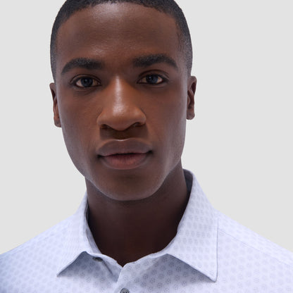 Bugatchi Miles Floral OoohCotton® Short-Sleeve Shirt Platinum